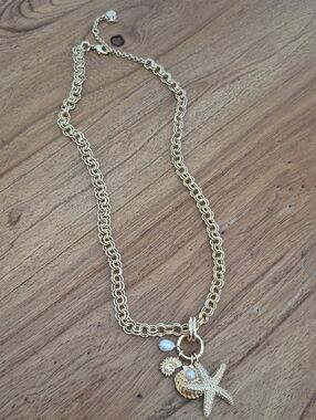 Gold-Tone Starfish Charm Pendant Necklace - Women Jewelry